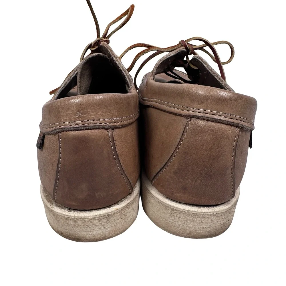 Quoddy Brown Leather Blucher Shoes Mens 10.5 M Made in USA Moc Toe Boat Shoes